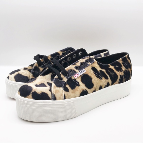 New Superga Leopard Velvet Platform 